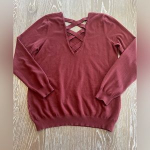 Women’s Large Love Ellie Burgundy Back Detail Sweater